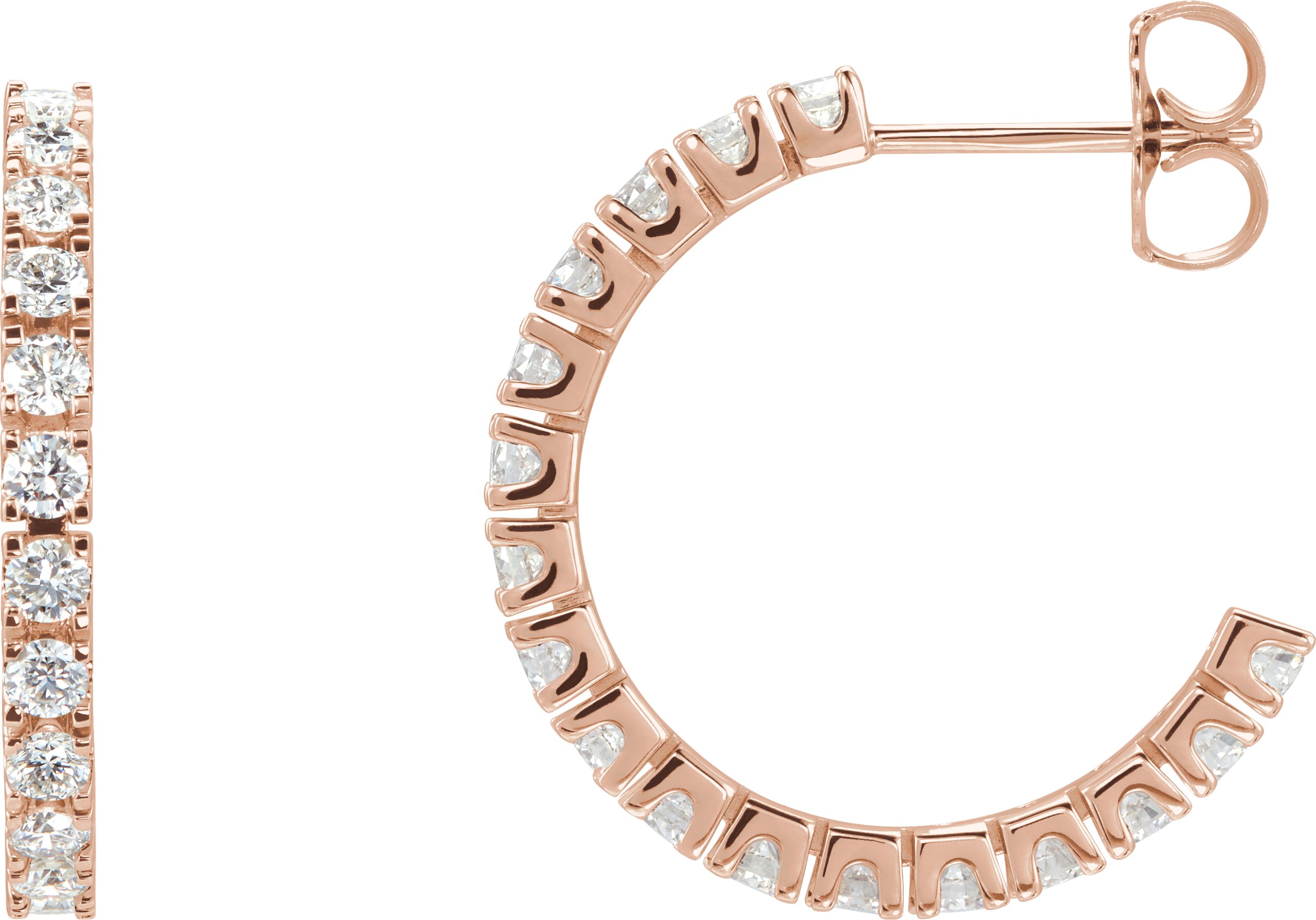 Accented Hoop Earrings – 14K Rose Gold