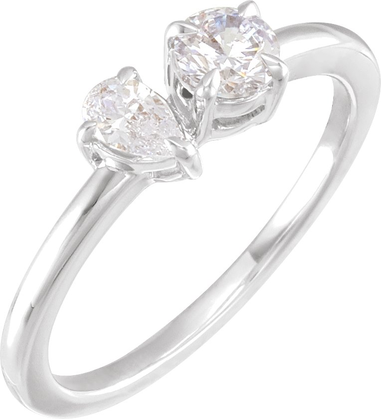 14K White 5/8 CTW Lab-Grown Diamond Two-Stone Ring