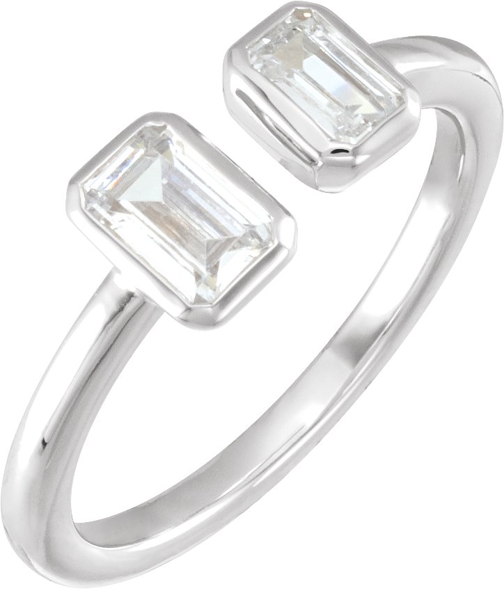 14K White 1 CTW Lab-Grown Diamond Two-Stone Ring