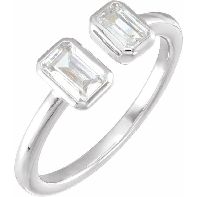 14K White 1 CTW Lab-Grown Diamond Two-Stone Ring