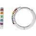 Platinum Natural Multi-Gemstone Rainbow Huggie Hoop Earrings