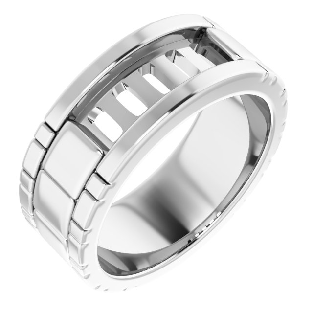 5x3 mm Emerald Mens Band Mounting — Saleh Jewelers