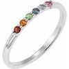 Sterling Silver Natural Multi Gemstone Rainbow Stackable Ring Ref 19716525
