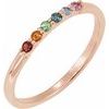 14K Rose Natural Multi Gemstone Rainbow Stackable Ring Ref 19716523