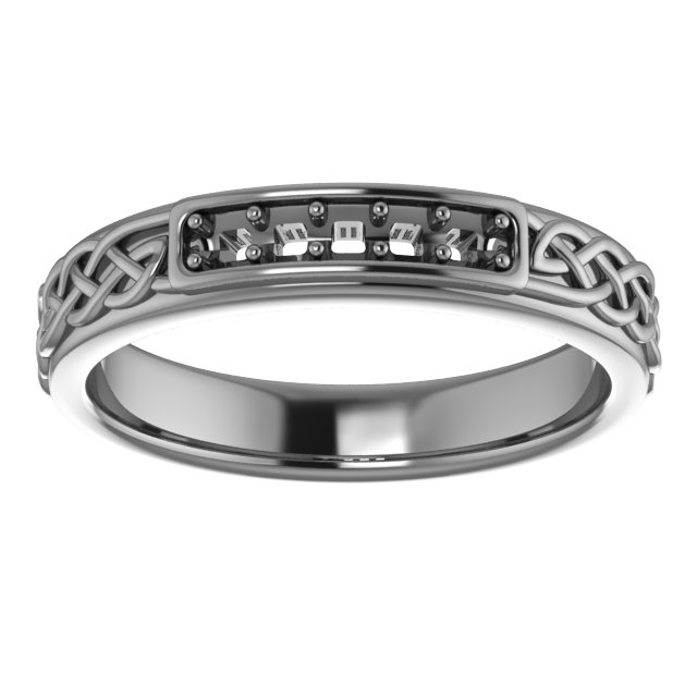 2.3 x 2.3 mm Asscher Band Mounting view 3