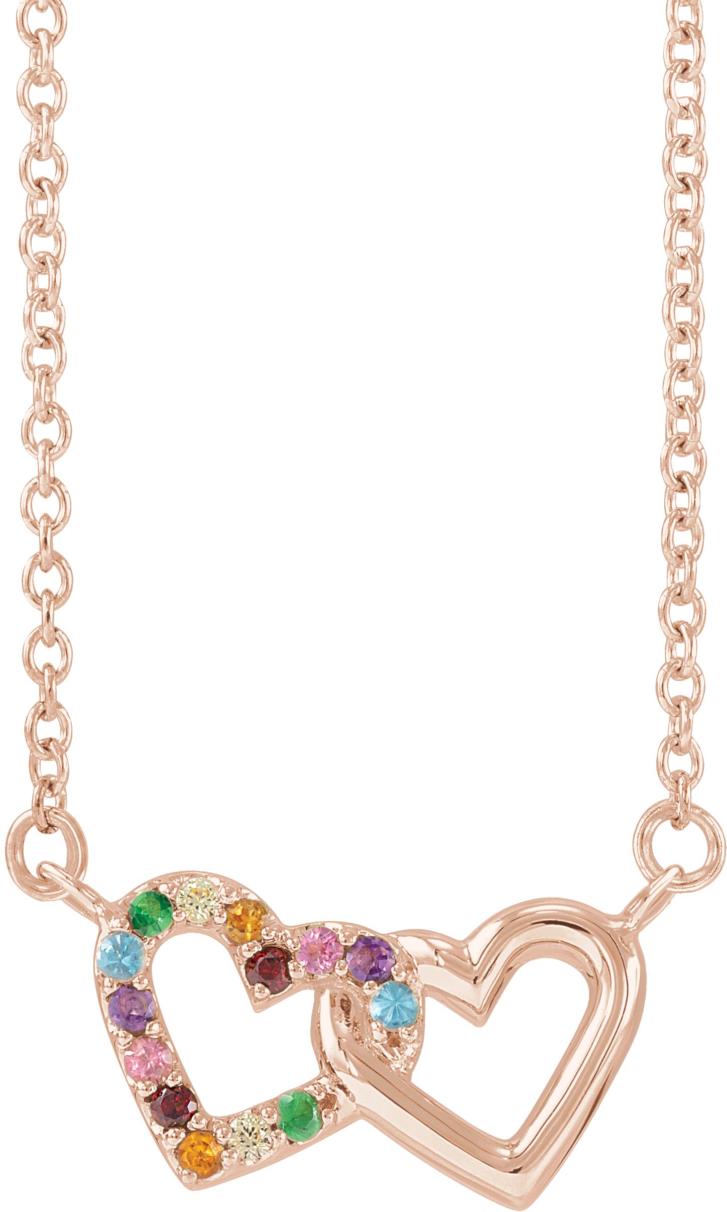 14K Rose Natural Multi-Gemstone Rainbow 18" Necklace