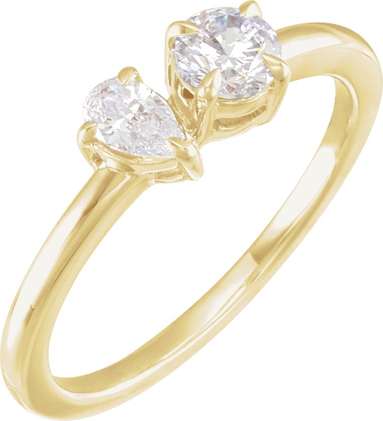 14K Yellow 5/8 CTW Lab-Grown Diamond Two-Stone Ring