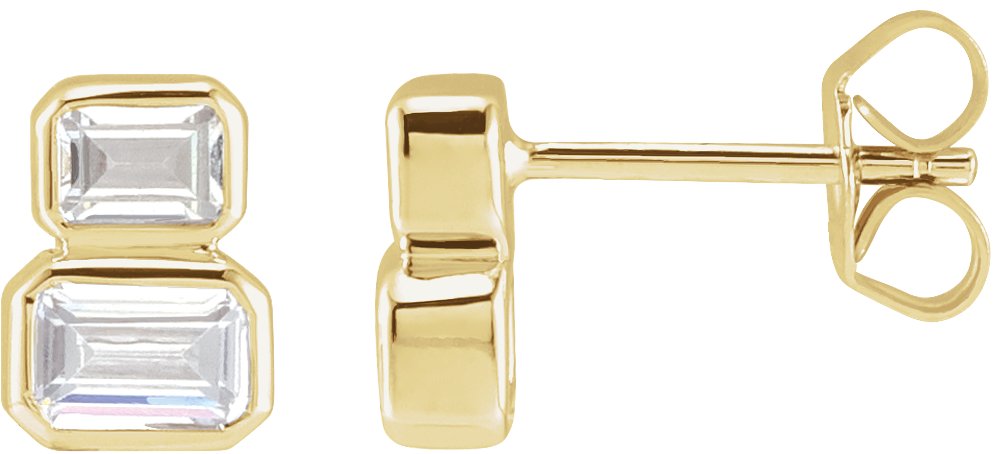 14K Yellow 1 CTW Lab-Grown Diamond Two-Stone Stud Earrings