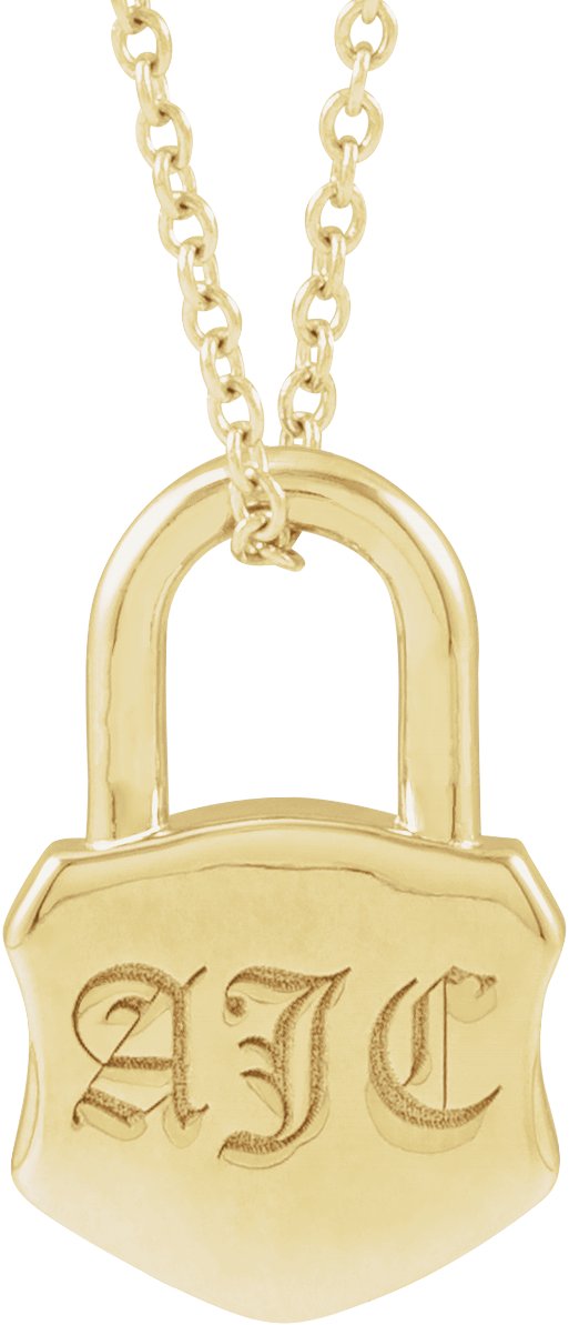 14K Padlock Necklace 18 Necklace with Pendant