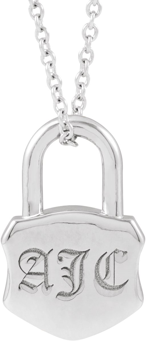 Sterling Silver Engravable Lock 16-18 Necklace