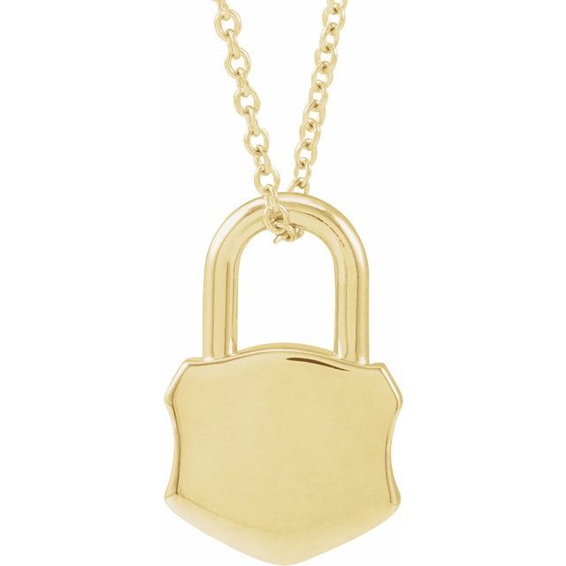14K Yellow Engravable Lock 16-18 Necklace