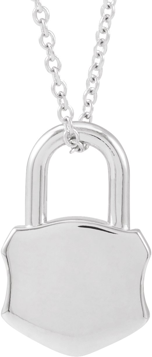 Sterling Silver Engravable Lock 16-18 Necklace