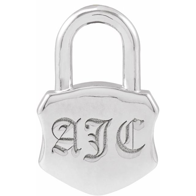 Sterling Silver 15.3x10.1 mm Engravable Lock Pendant