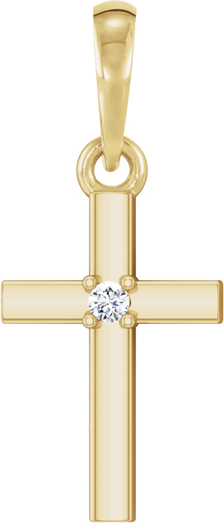 14K Yellow .015 CT Natural Diamond Cross Pendant