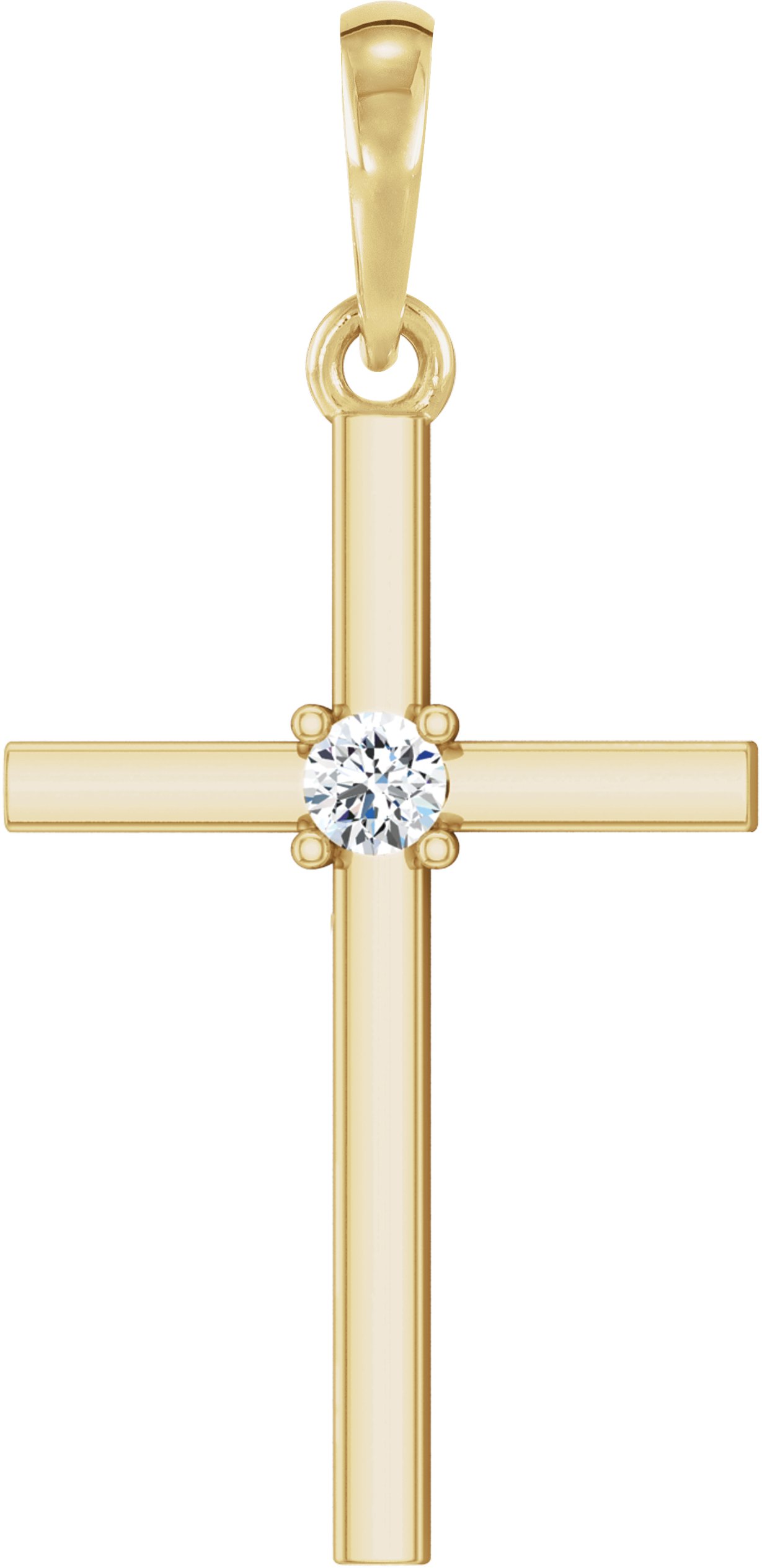 14K Yellow .06 CT Natural Diamond Cross Pendant