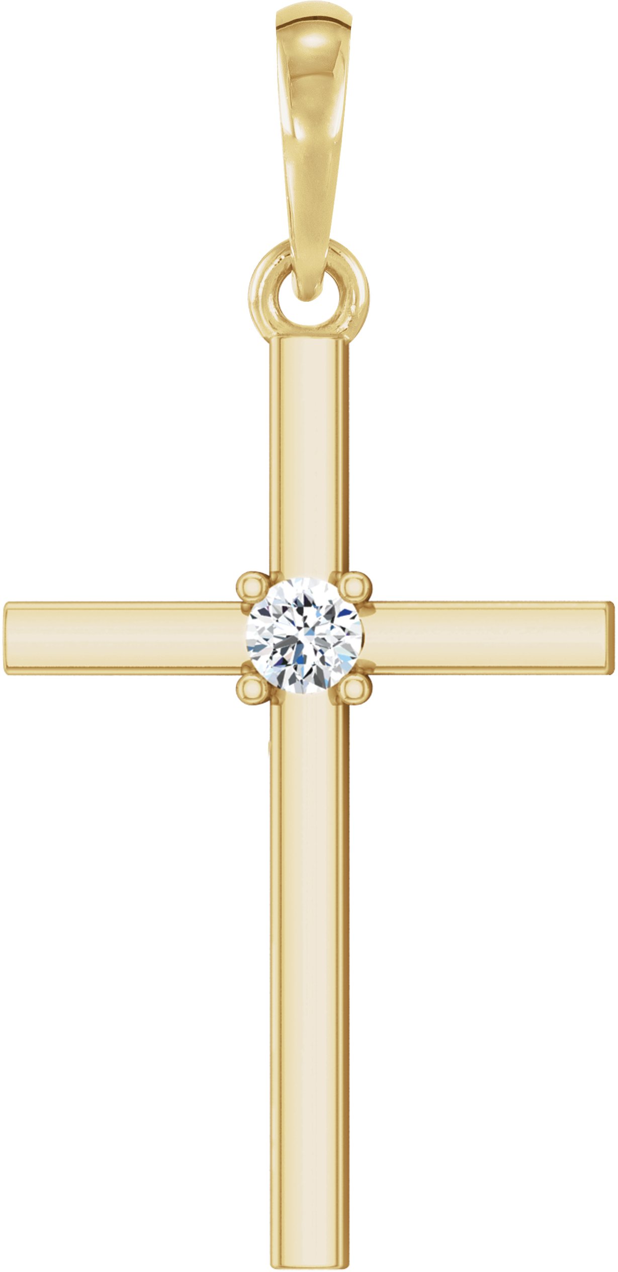 14K Yellow .06 CT Natural Diamond Cross Pendant