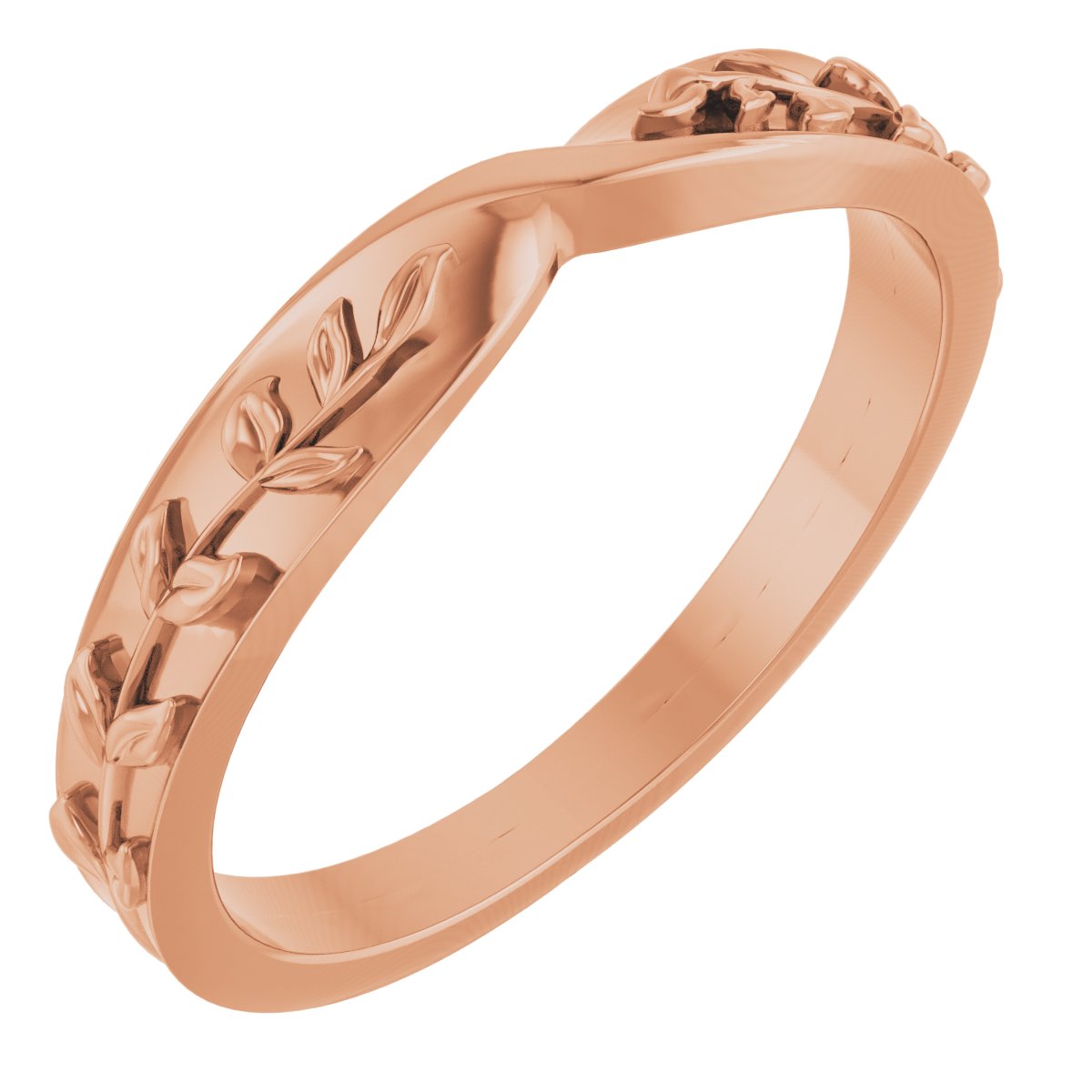 14K Rose Twisted Leaf Ring