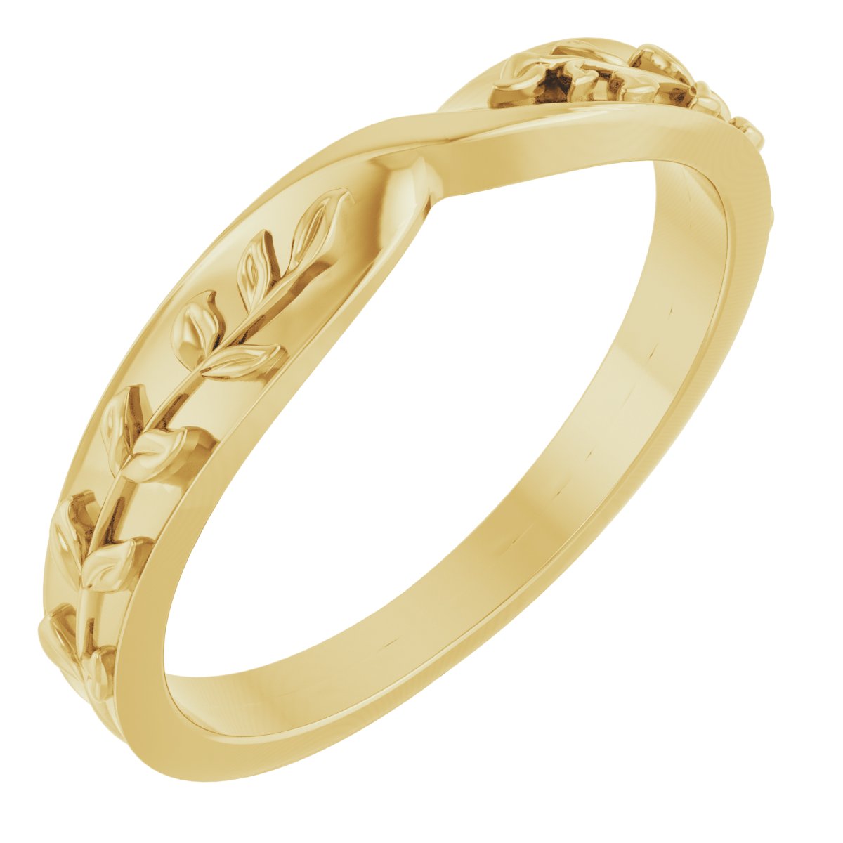 14K Yellow Twisted Leaf Ring