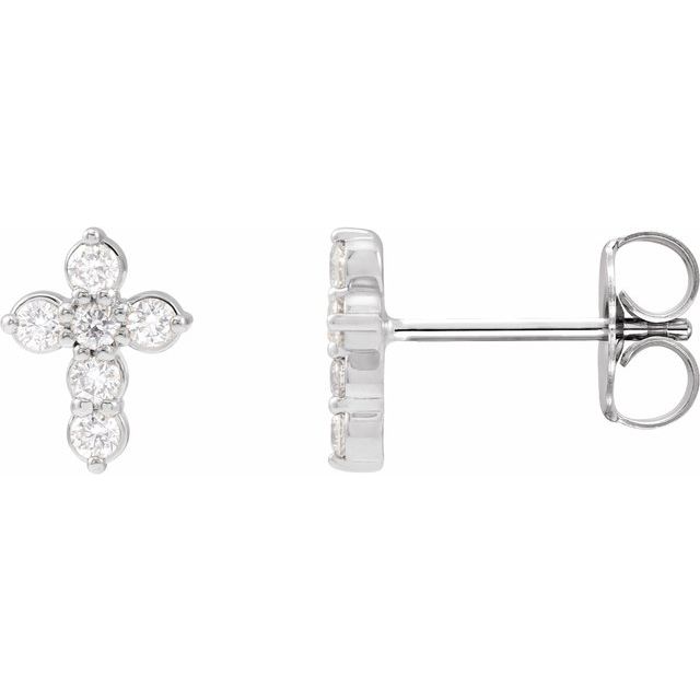 Platinum 1/6 CTW Lab-Grown Diamond Cross Earrings
