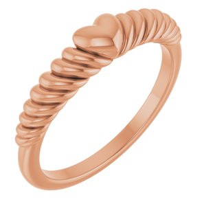 14K Rose Rope Heart Dome Ring