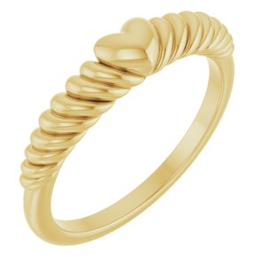 14K Yellow Rope Heart Dome Ring