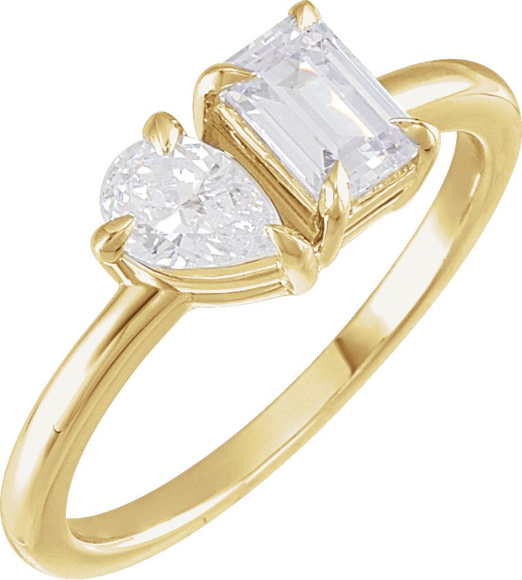14K Yellow 1 CTW Lab-Grown Diamond Two-Stone Ring