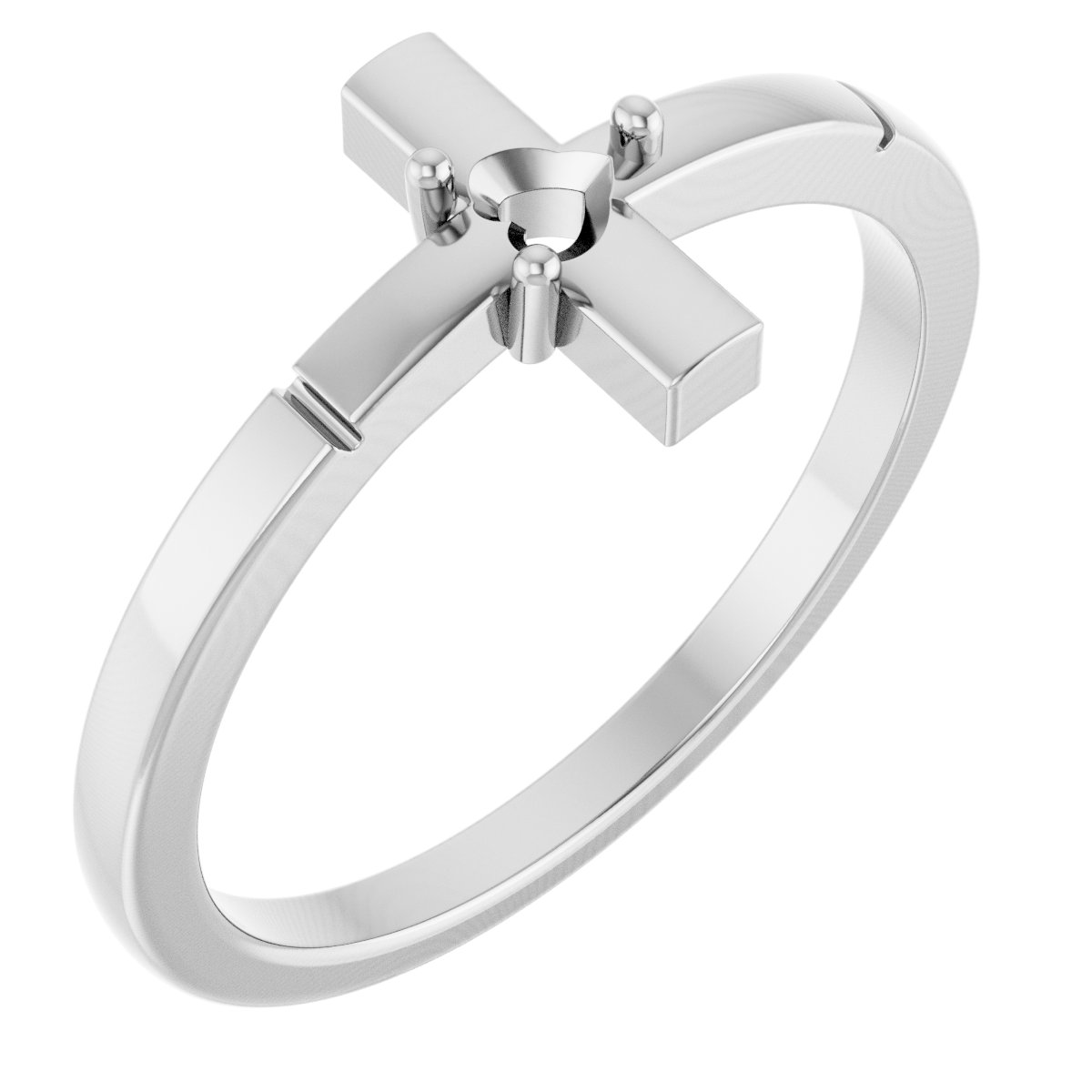 Accented Heart Cross Ring