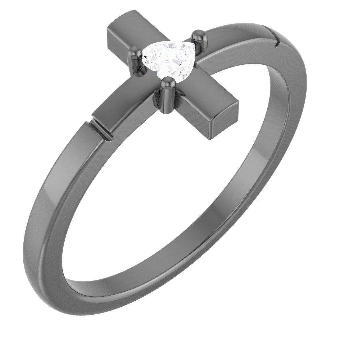 Accented Heart Cross Ring