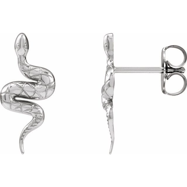 Platinum Left Snake Friction Back Earring