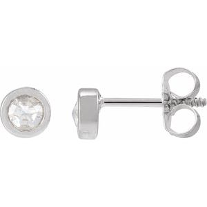 14K White 1/5 CTW Rose-Cut Natural Diamond Stud Earrings