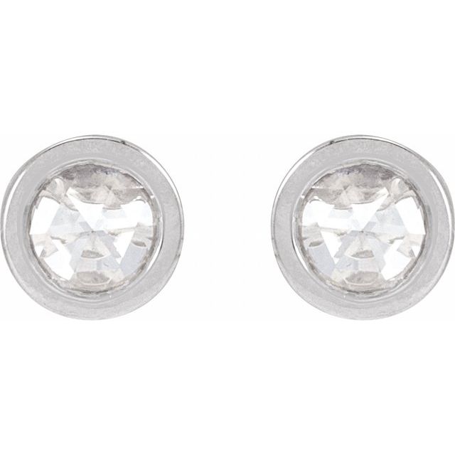 14K White 1/5 CTW Rose-Cut Natural Diamond Threaded Post Earrings