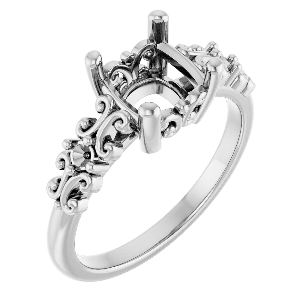 Accented Sculptural Engagement Ring
