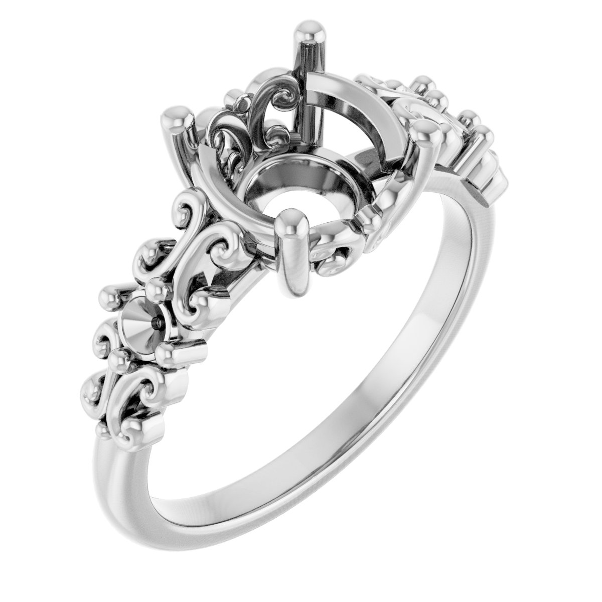 Accented Sculptural Engagement Ring