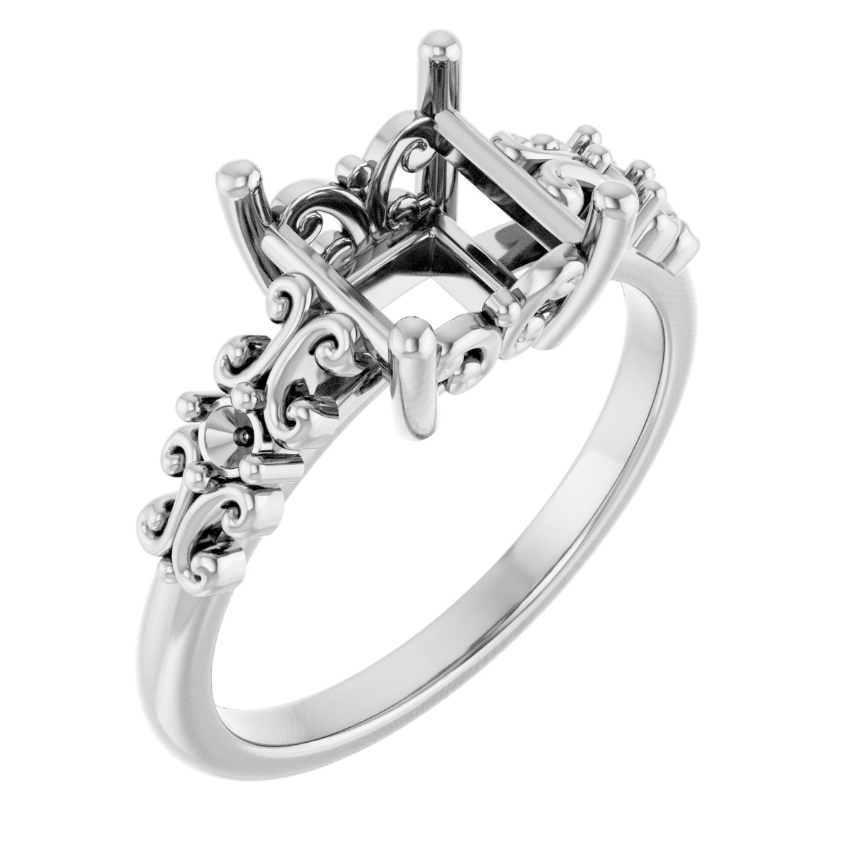 Accented Sculptural Engagement Ring