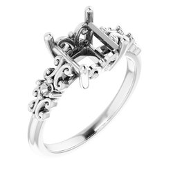 Sculptural Accented Engagement Ring