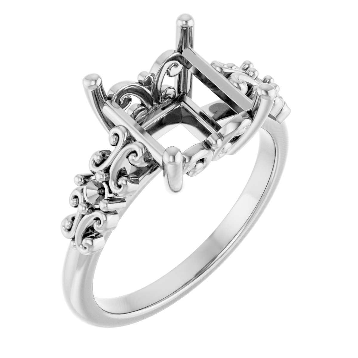 Accented Sculptural Engagement Ring