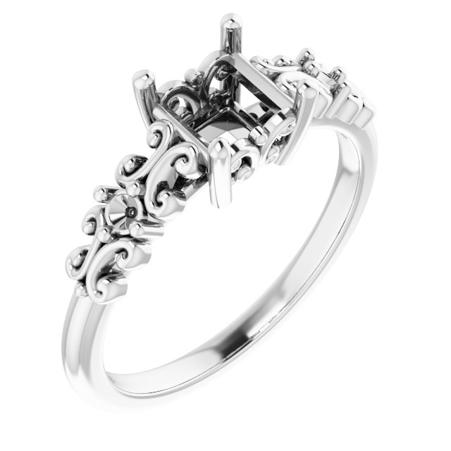 Accented Sculptural Engagement Ring