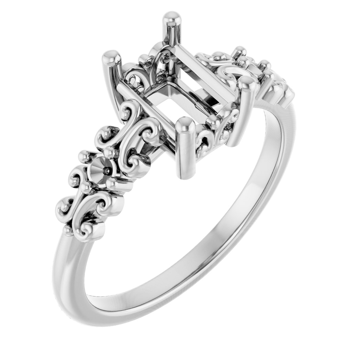 Accented Sculptural Engagement Ring