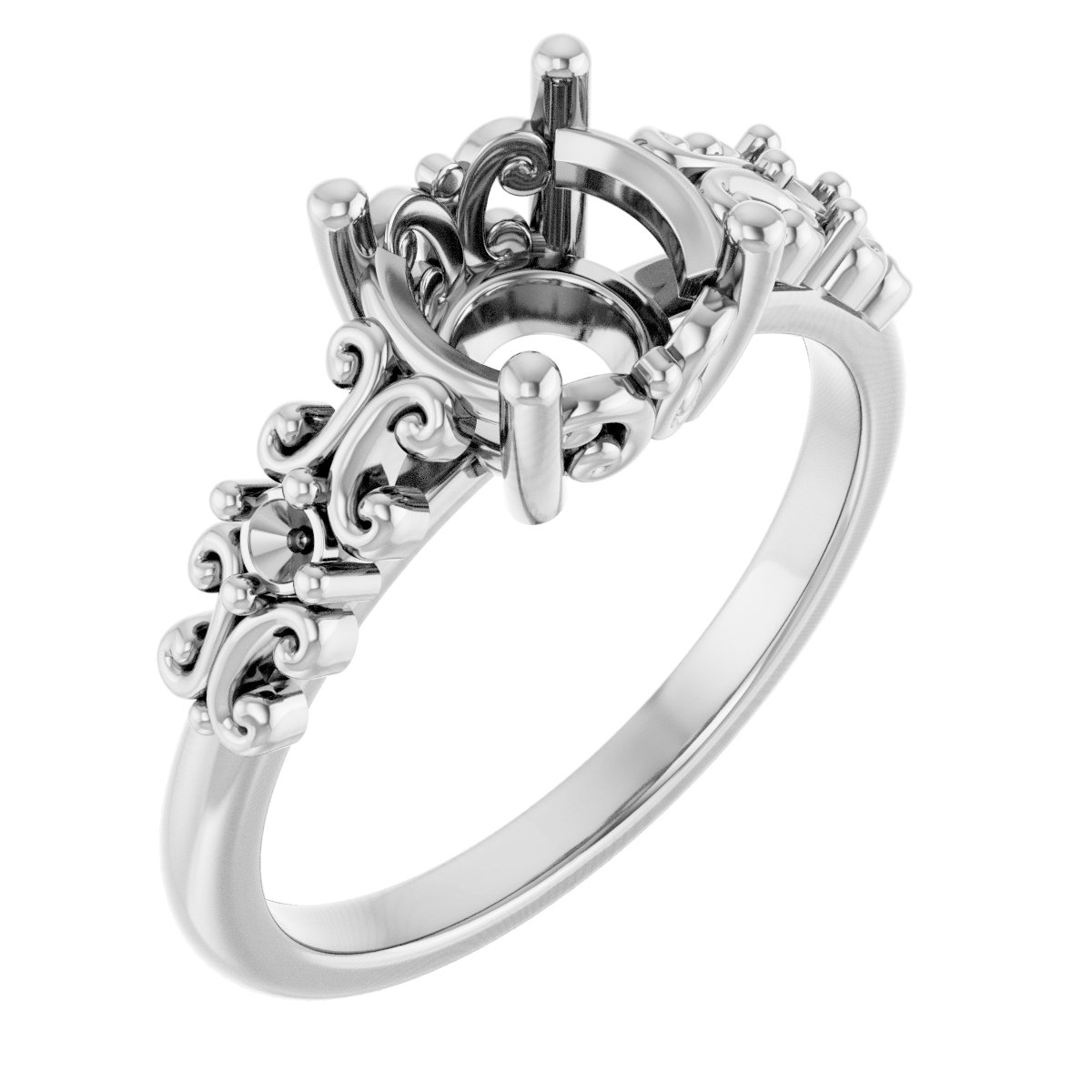 Accented Sculptural Engagement Ring