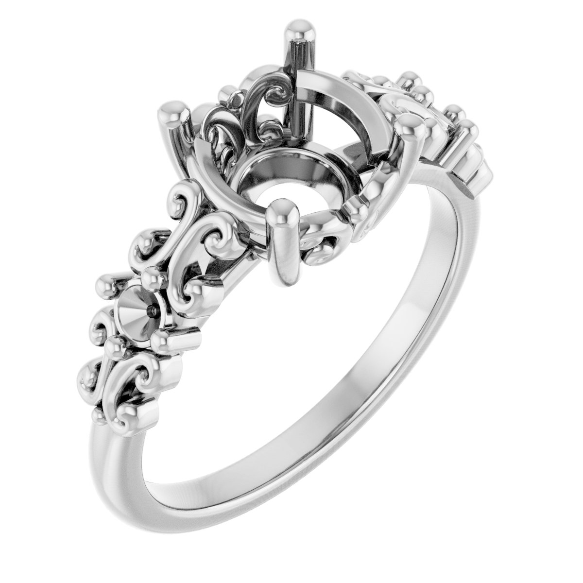 Accented Sculptural Engagement Ring
