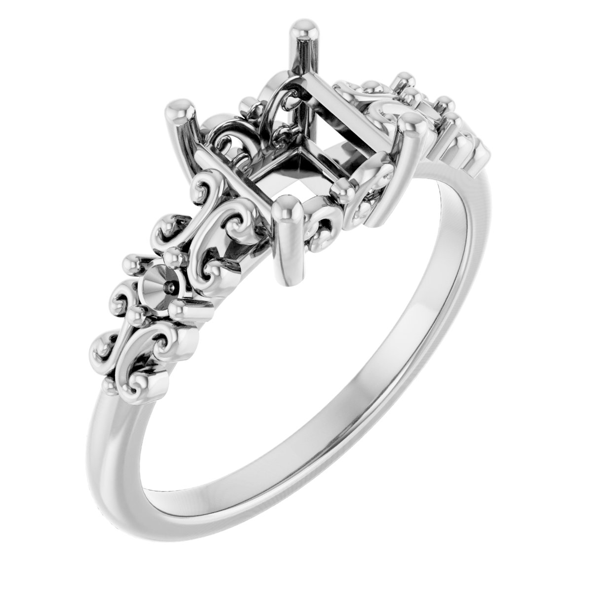 Accented Sculptural Engagement Ring