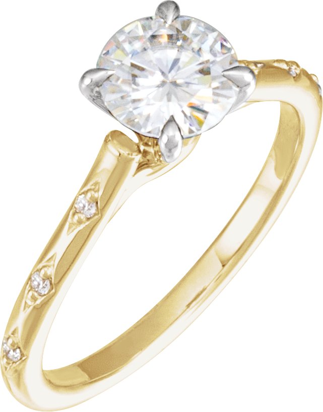 14K White 6.5 mm Round .025 CTW Natural Diamond Semi-Set Engagement Ring