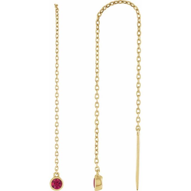 14K Yellow Natural Ruby Chain Earrings