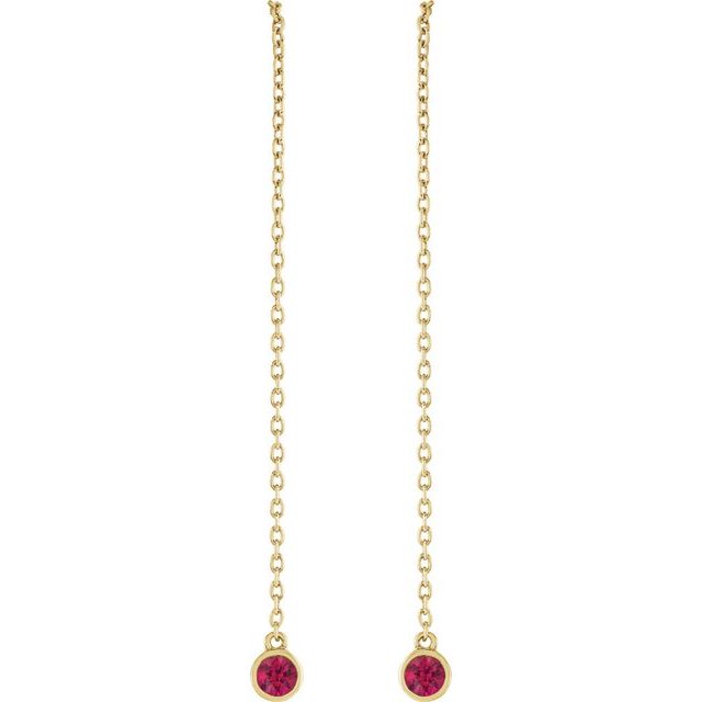 14K Yellow Natural Ruby Chain Earrings