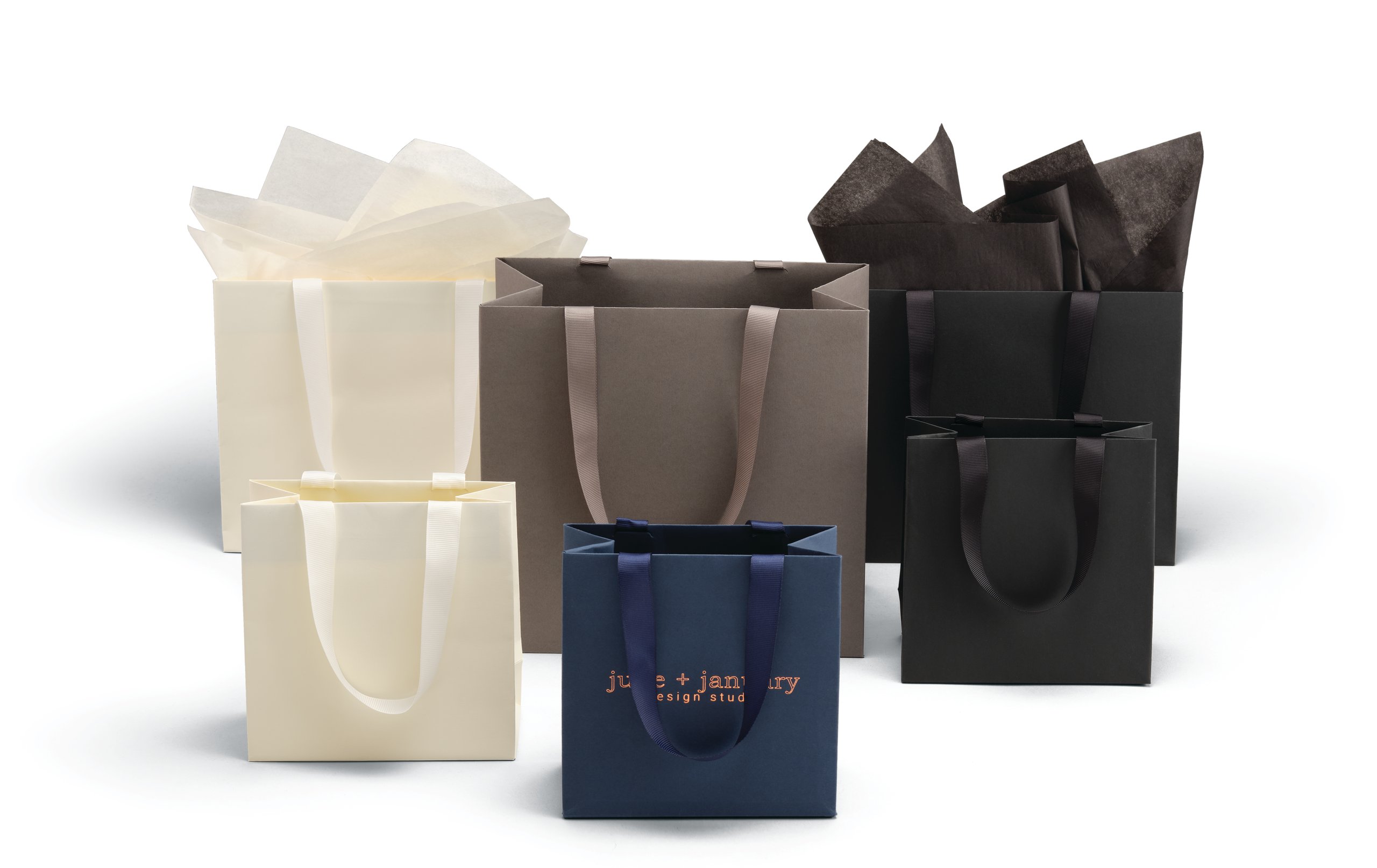 Ribbon Handle Collection Solid Color Matte Gift Bags