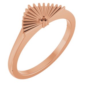 14K Rose 1.5 mm Round Accented Fan Ring