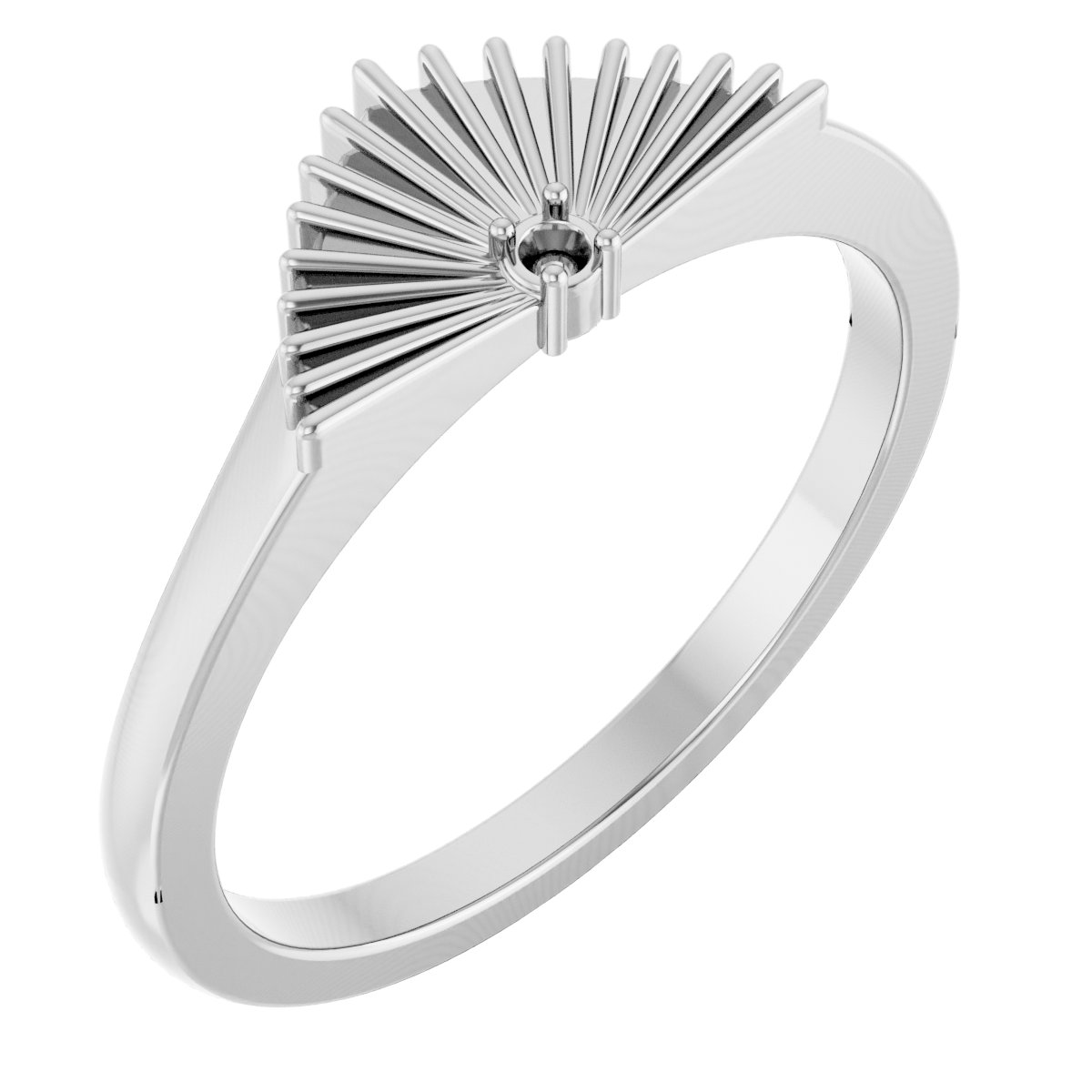 Sterling Silver 1.5 mm Round Accented Fan Ring
