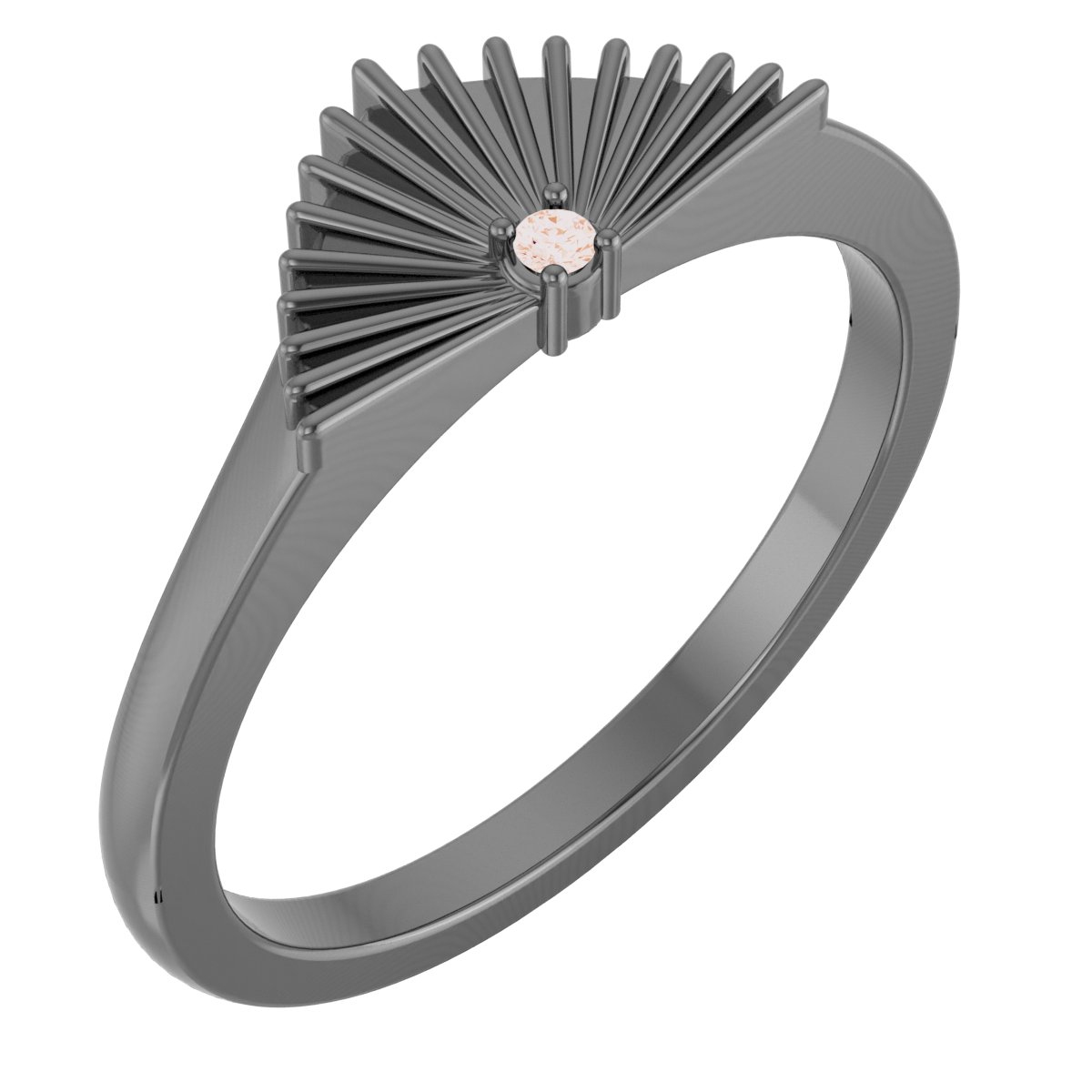 14K Rose .015 CT Natural Diamond Fan Ring