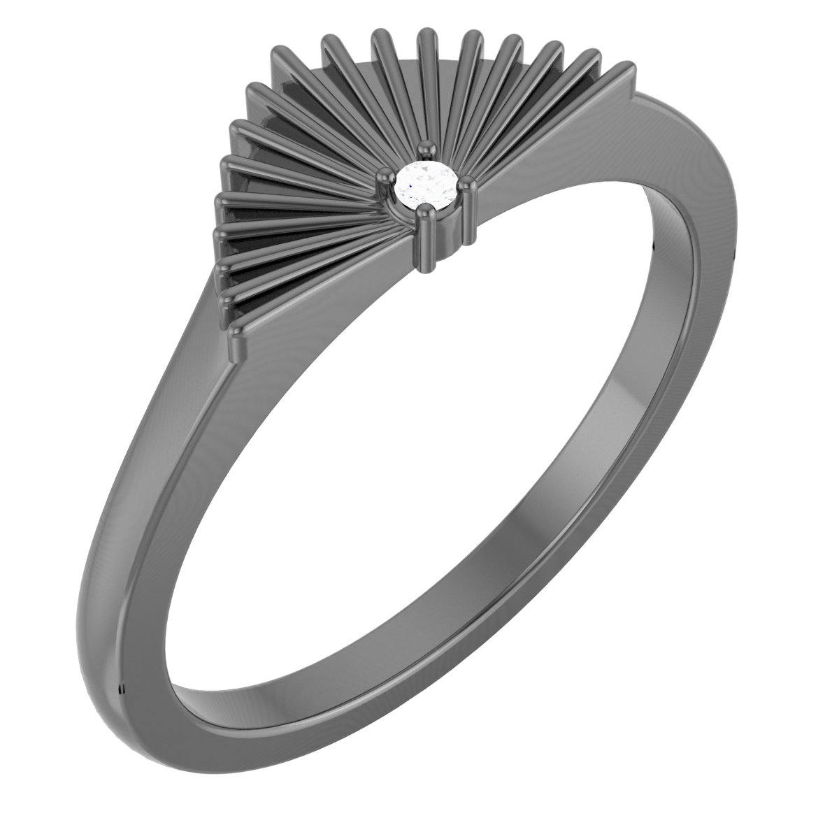 Sterling Silver .015 CT Natural Diamond Fan Ring