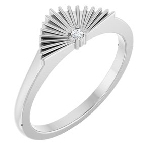 14K White .015 CT Natural Diamond Fan Ring